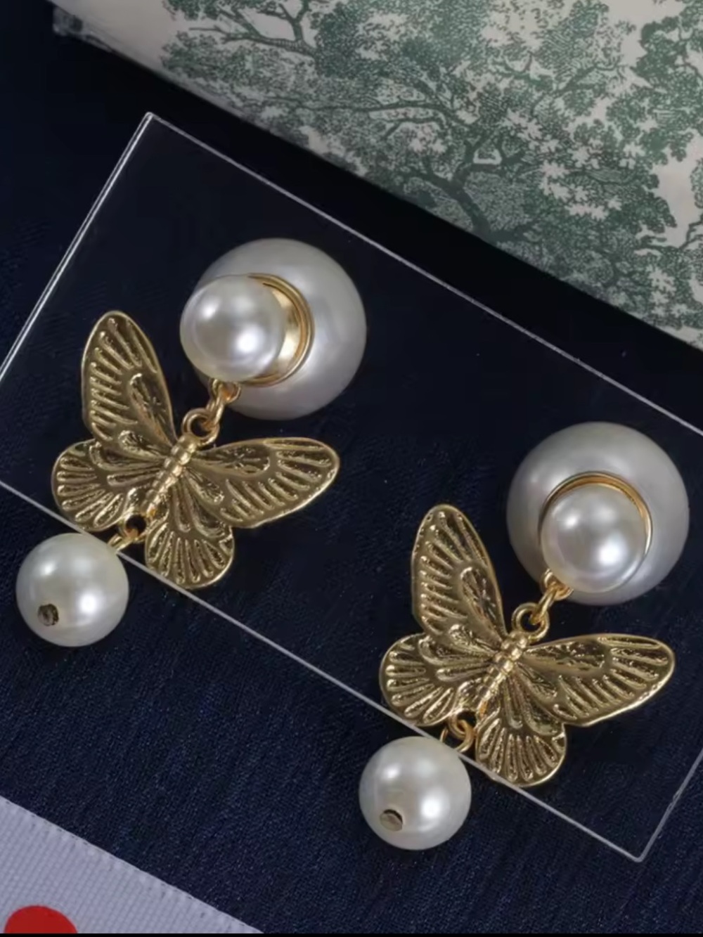 Kohl's Gold Butterfly Pearl Drop Earrings - White Pearls